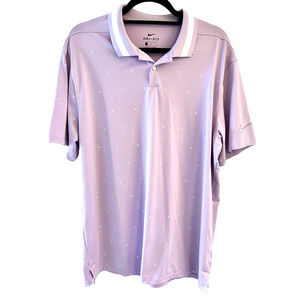 NIKE DRI-FIT Polo Lilac Purple Mist White Short Sleeve Vapor Golf Shirt Sz L